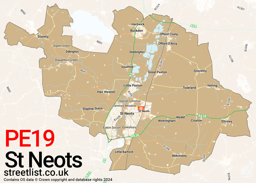 Map of the PE19 postcode