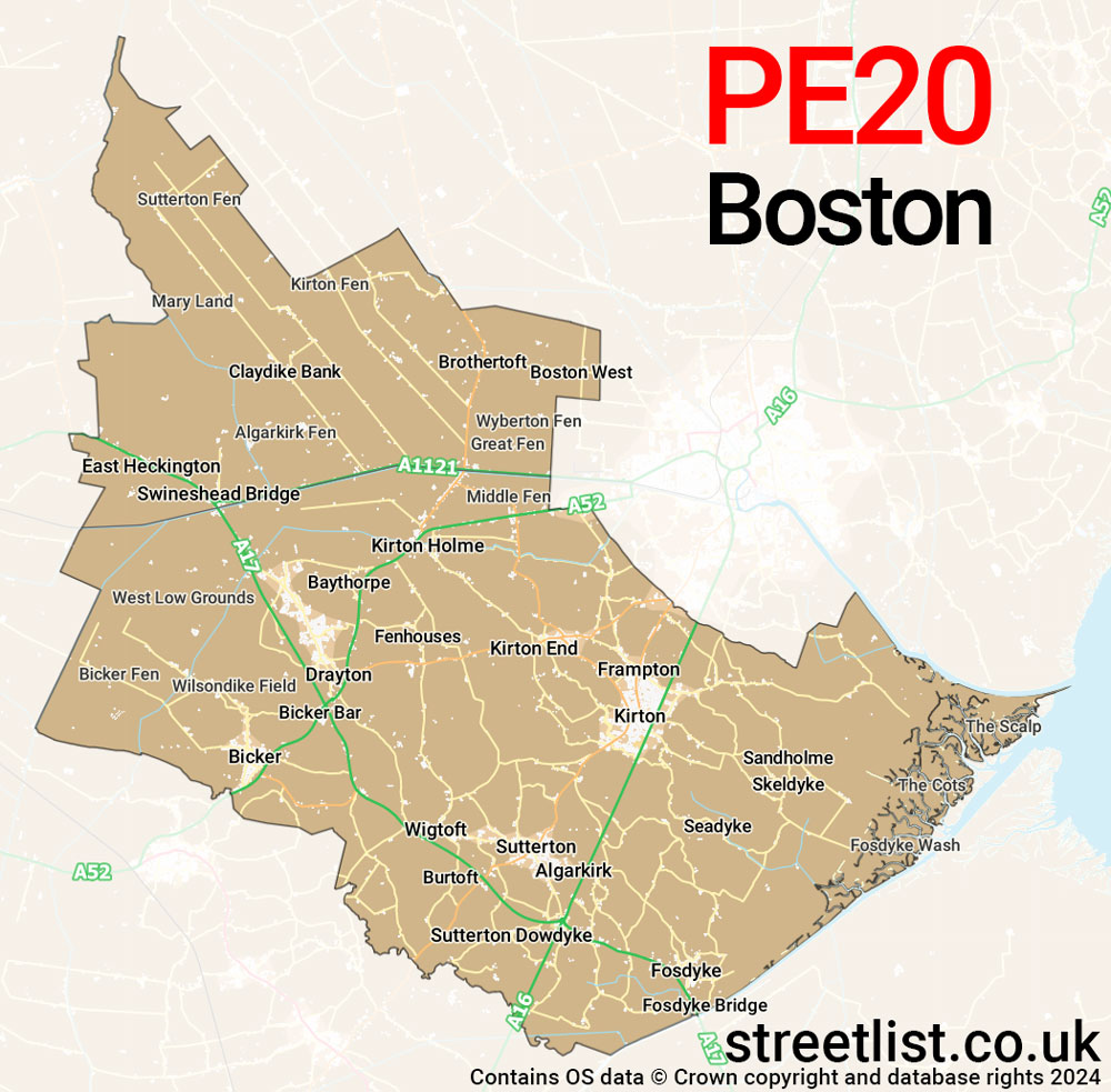 Map of the PE20 postcode