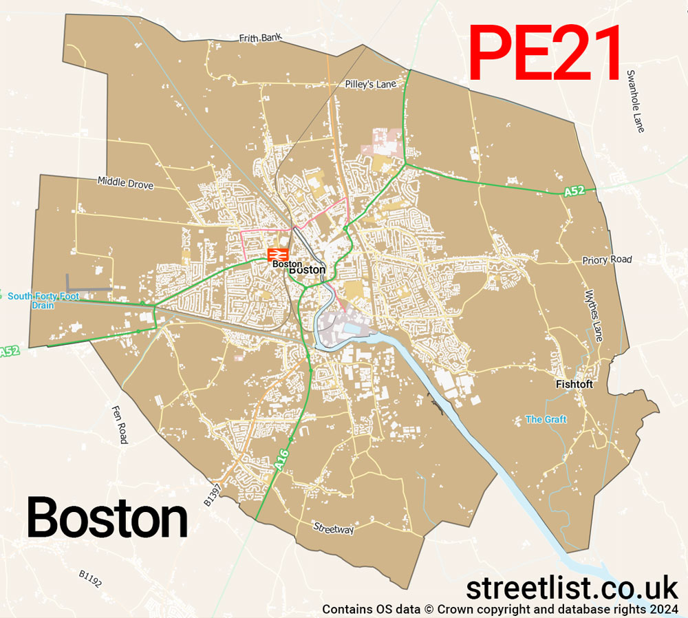 Map of the PE21 postcode