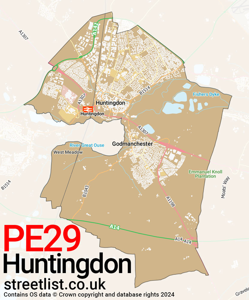 Map of the PE29 postcode