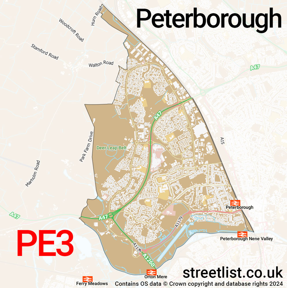 Map of the PE3 postcode