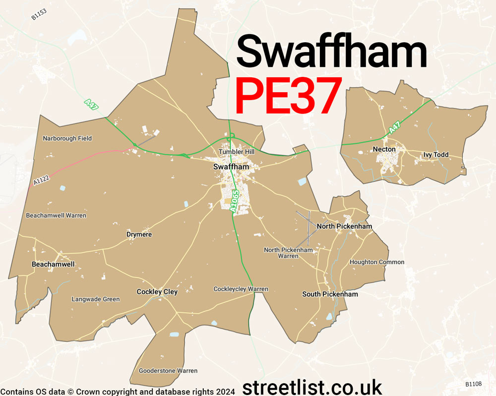 Map of the PE37 postcode