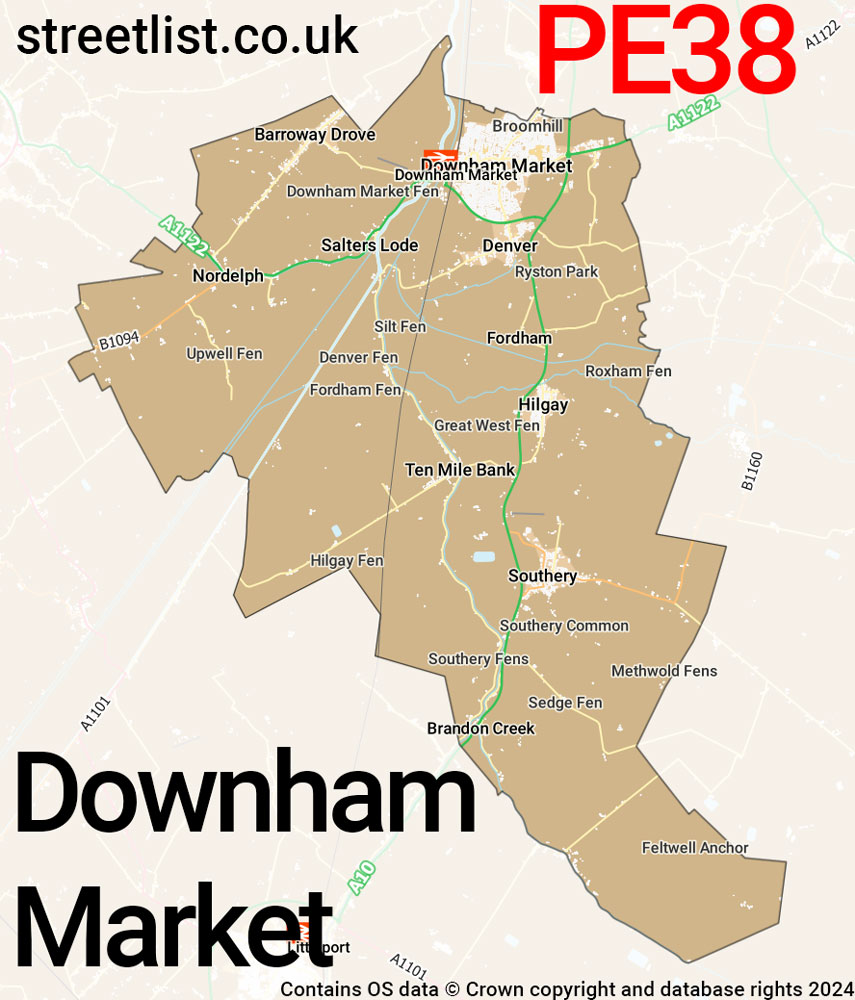 Map of the PE38 postcode