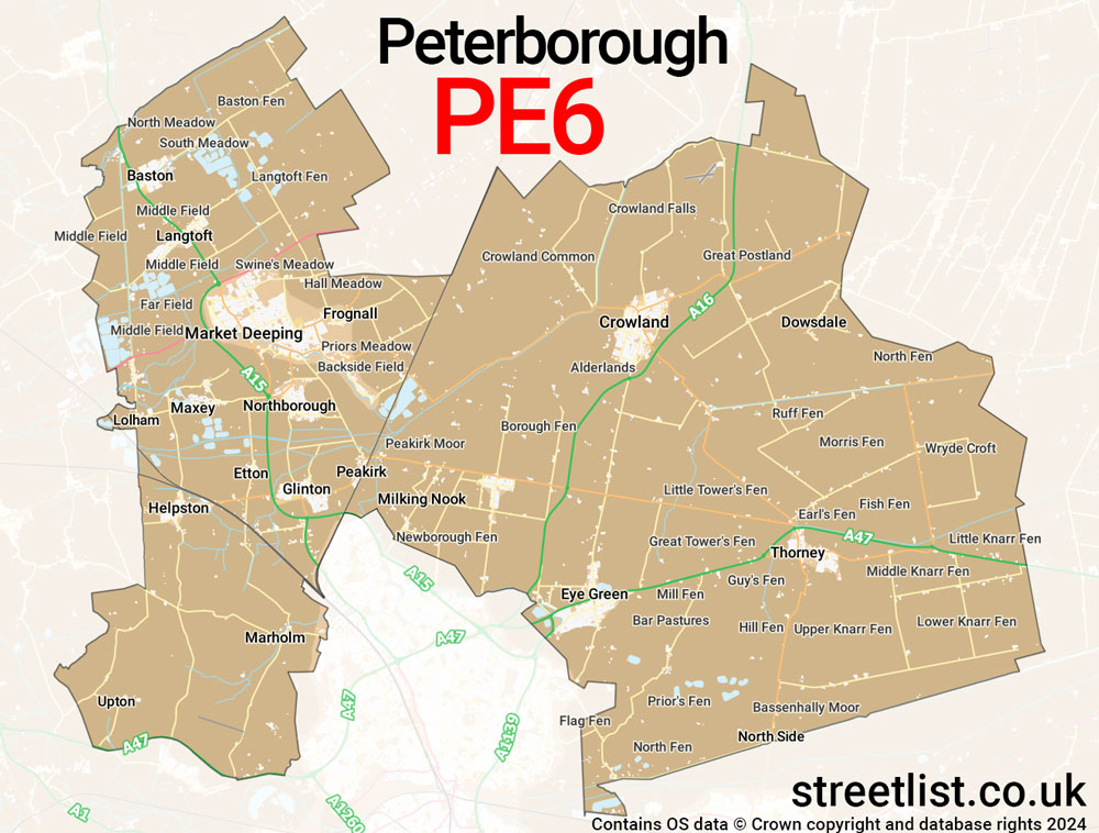 Map of the PE6 postcode