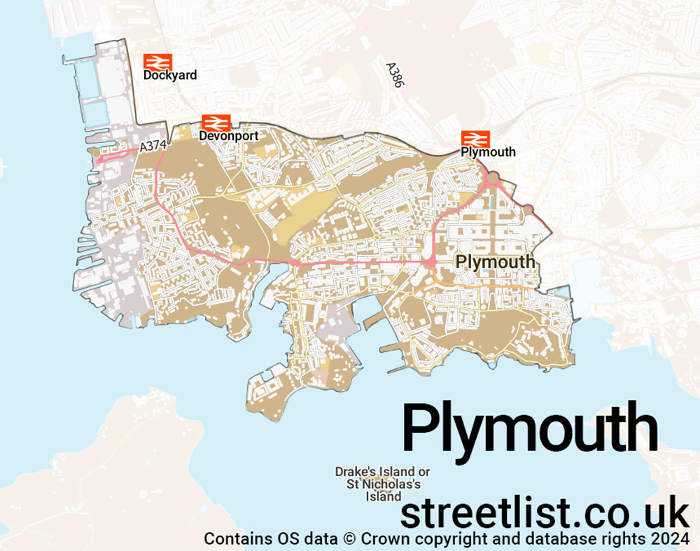 Map of the PL1 postcode