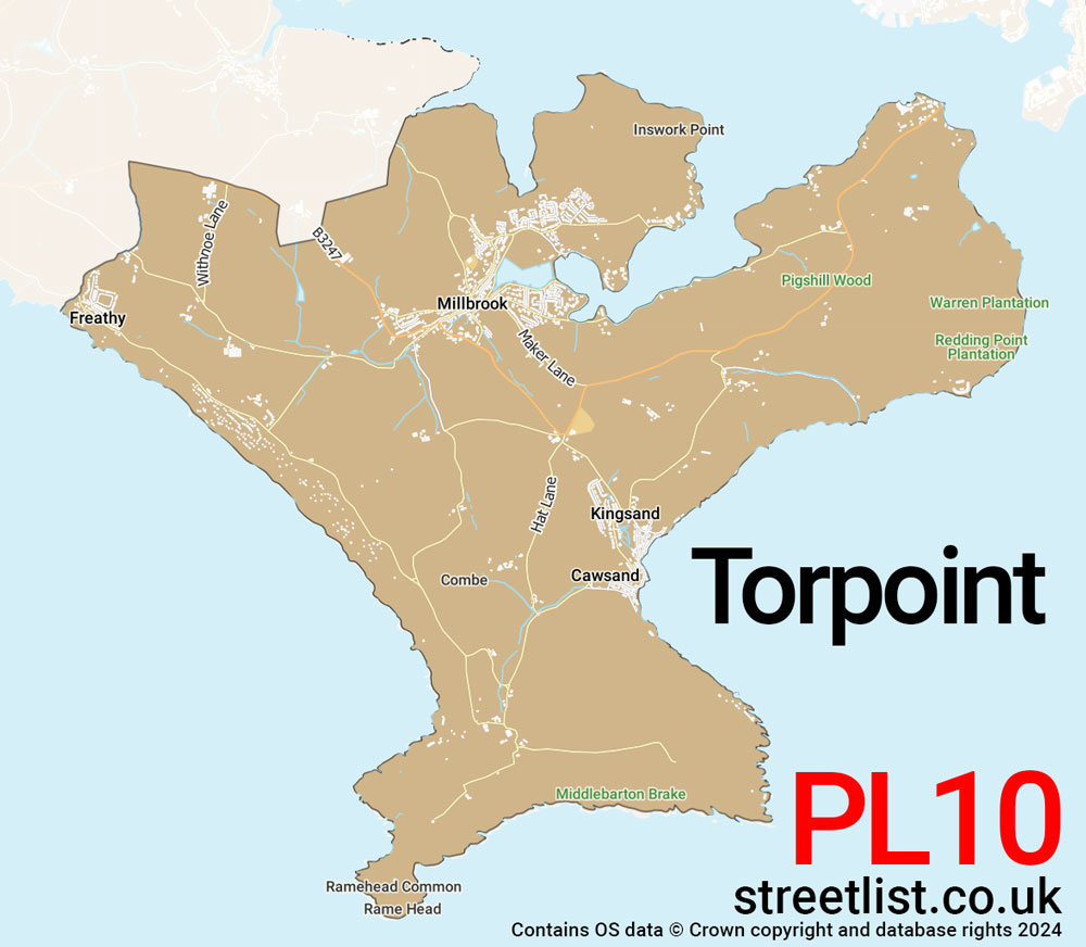 Map of the PL10 postcode