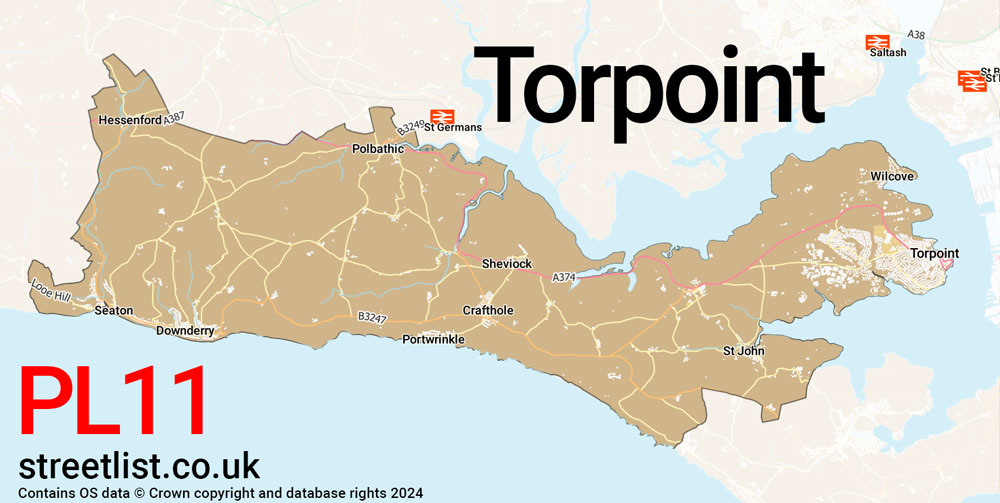 Map of the PL11 postcode