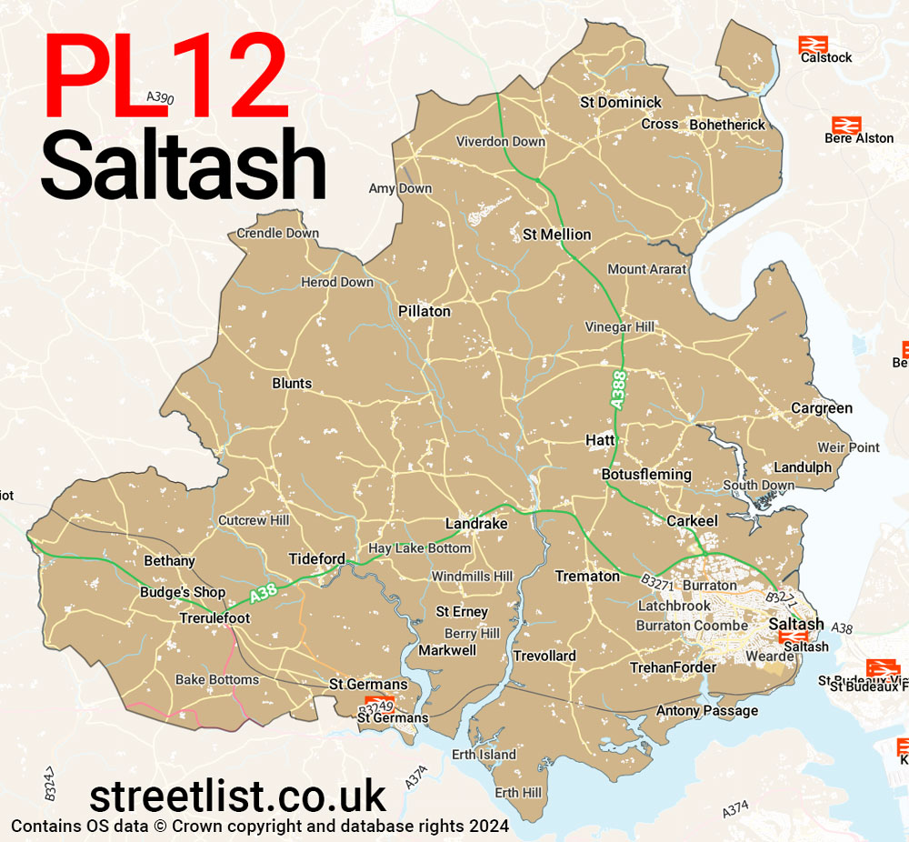 Map of the PL12 postcode