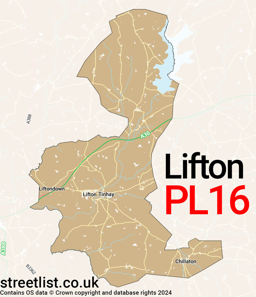 Map of the PL16 postcode