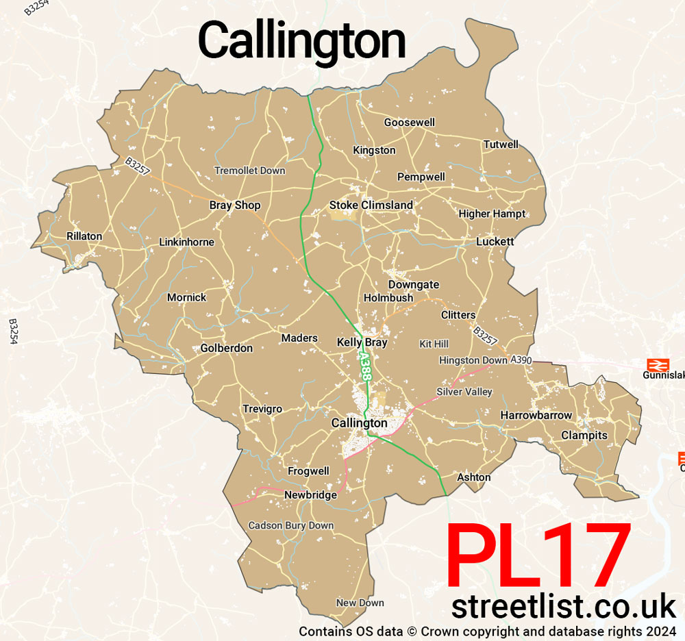 Map of the PL17 postcode