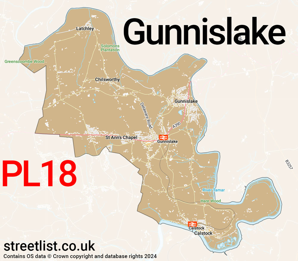 Map of the PL18 postcode