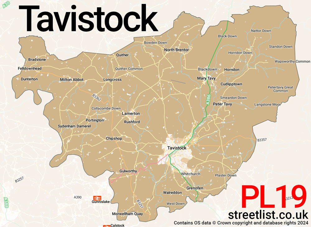 Map of the PL19 postcode