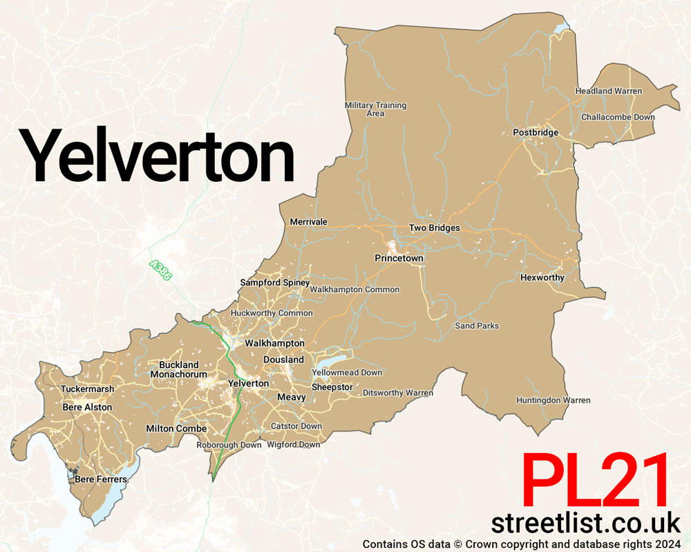 Map of the PL20 postcode