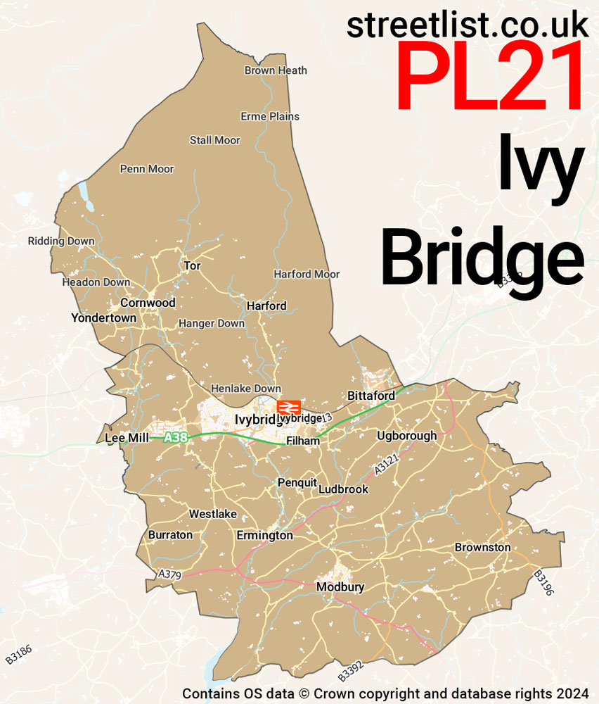 Map of the PL21 postcode