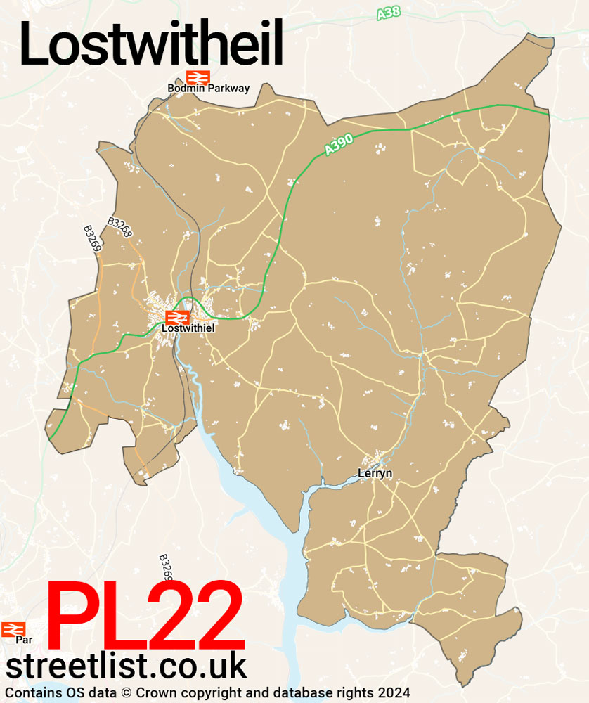 Map of the PL22 postcode