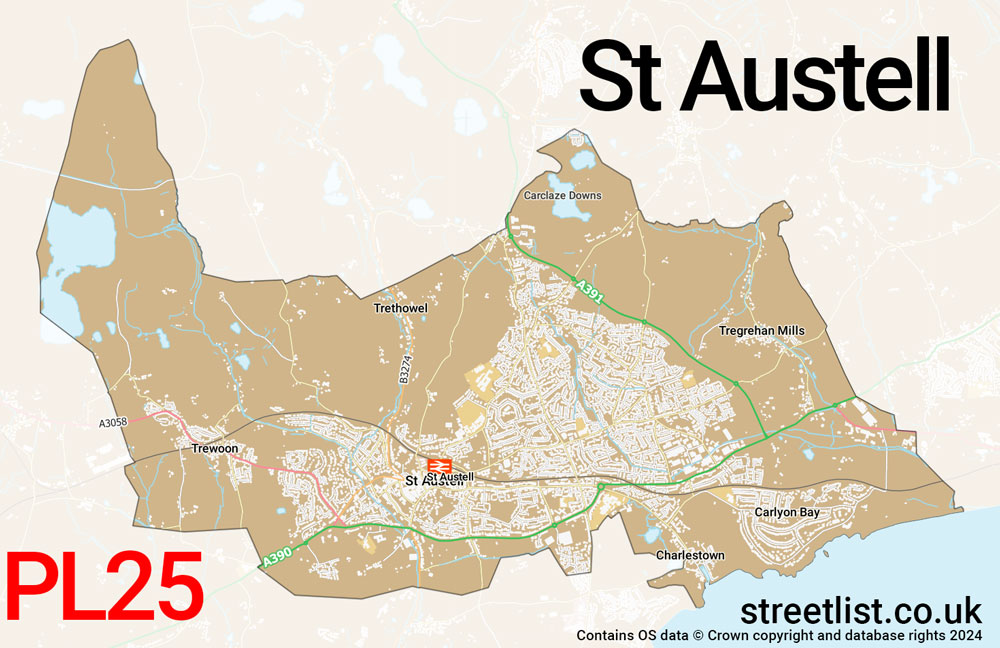 Map of the PL25 postcode