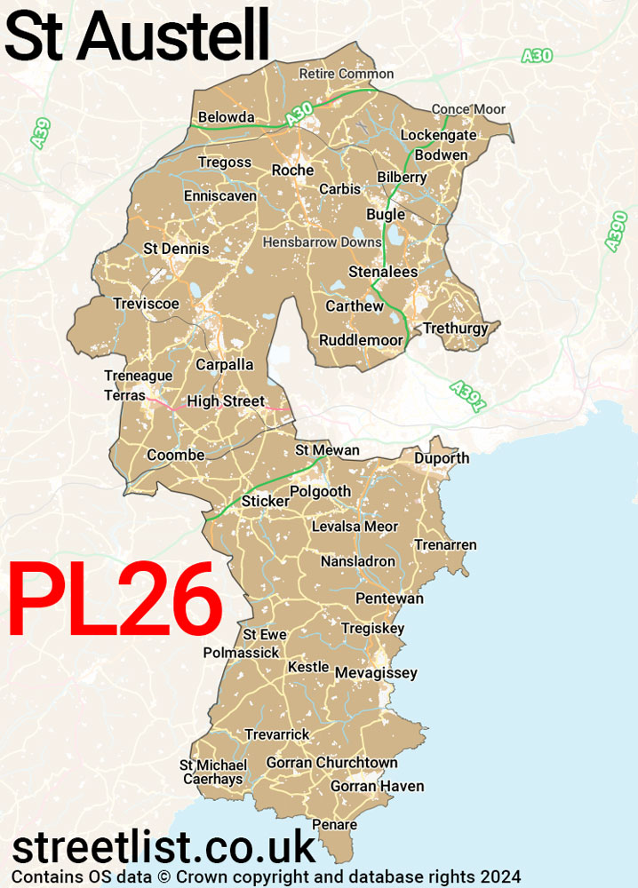 Map of the PL26 postcode