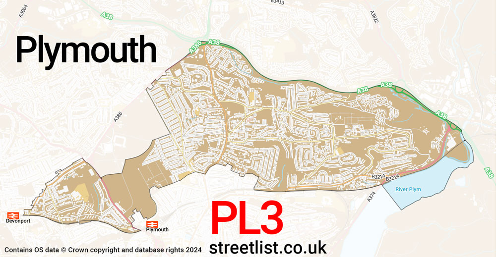 Map of the PL3 postcode