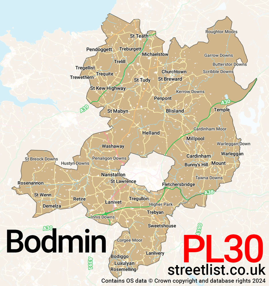 Map of the PL30 postcode