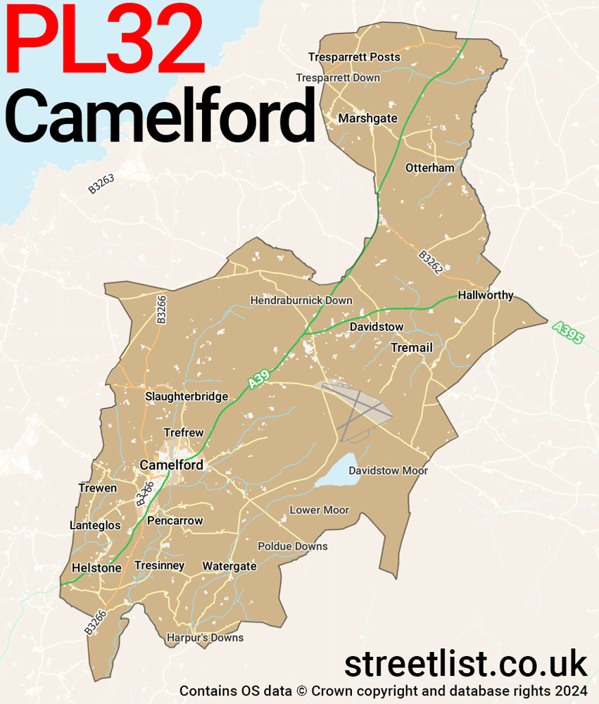 Map of the PL32 postcode