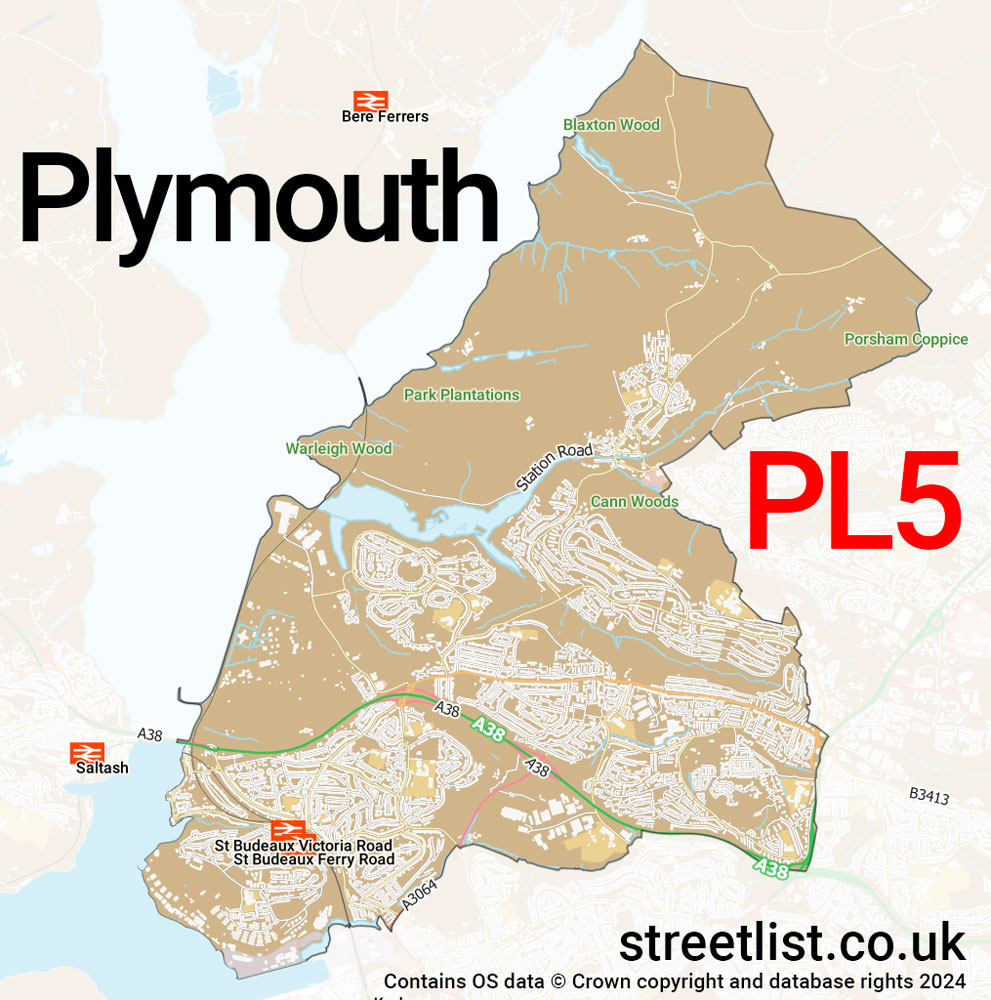 Map of the PL5 postcode