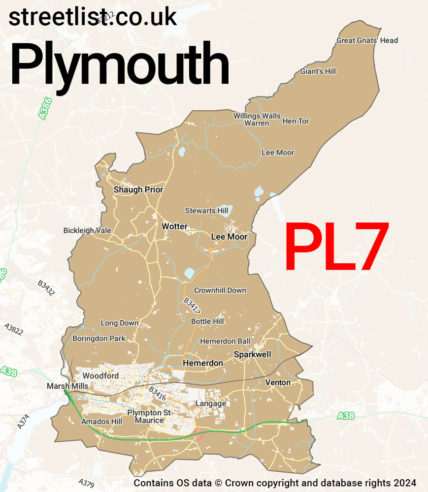 Map of the PL7 postcode