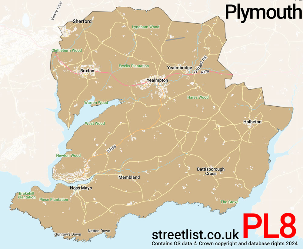 Map of the PL8 postcode