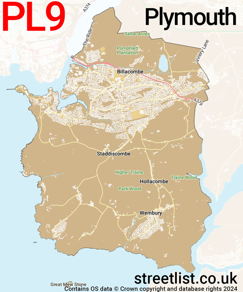 Map of the PL9 postcode