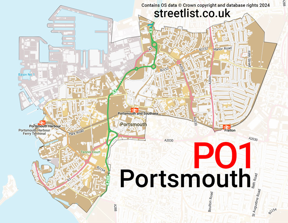 Map of the PO1 postcode