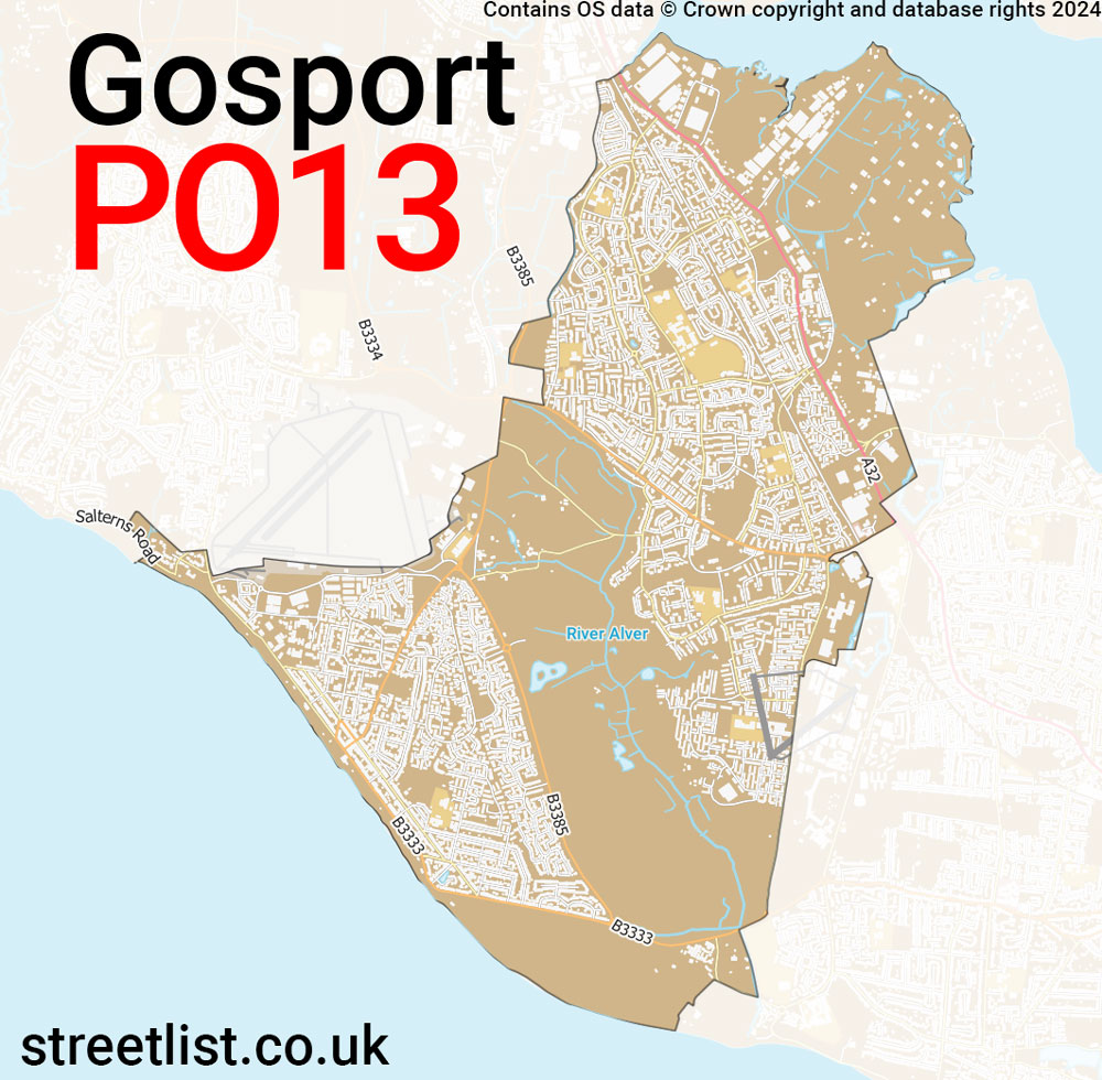 Map of the PO13 postcode