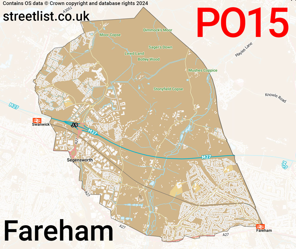 Map of the PO15 postcode