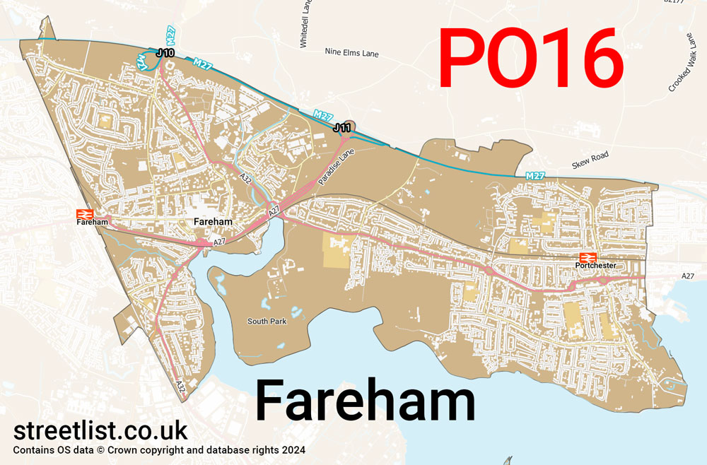 Map of the PO16 postcode