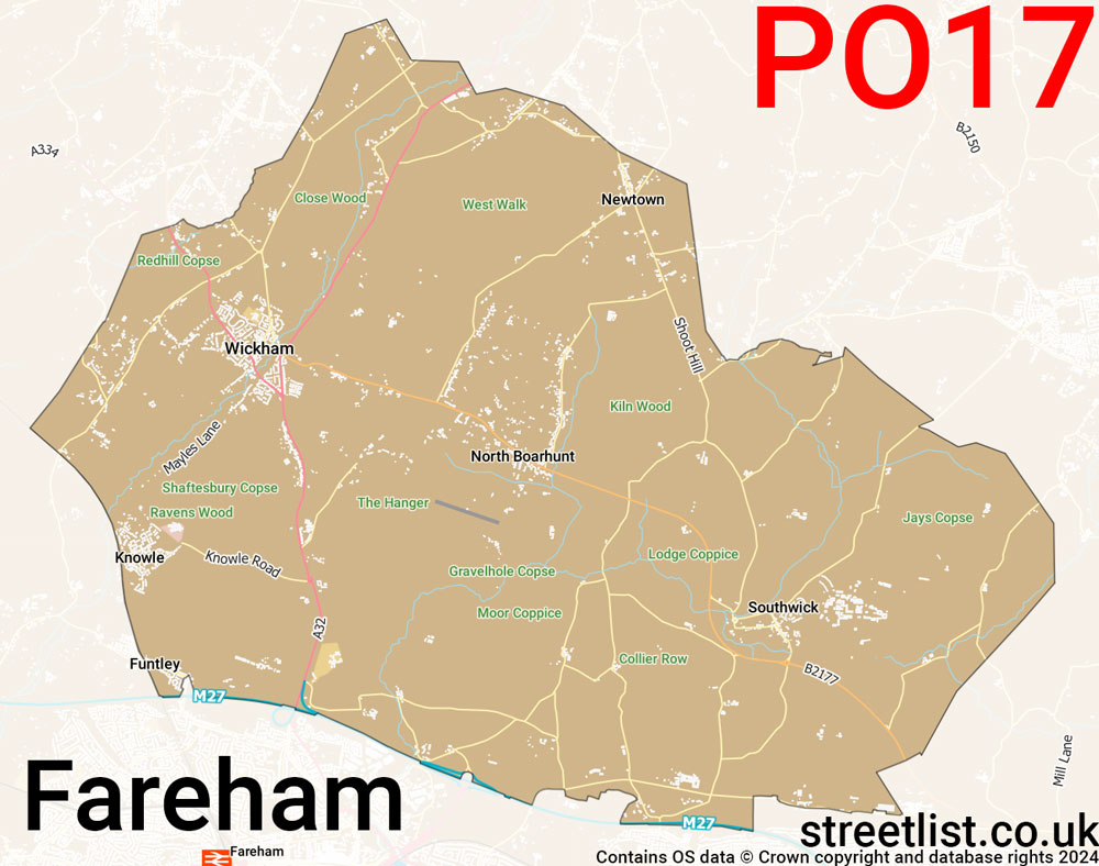 Map of the PO17 postcode