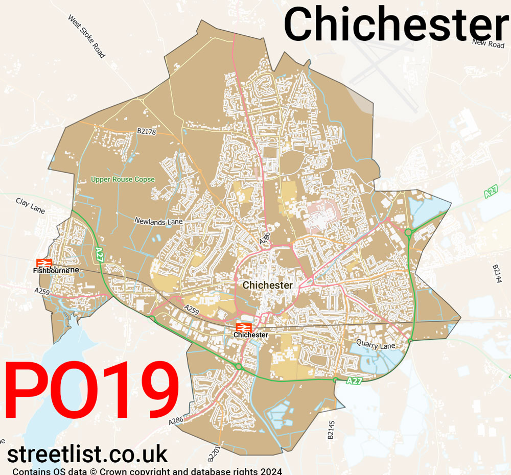 Map of the PO19 postcode