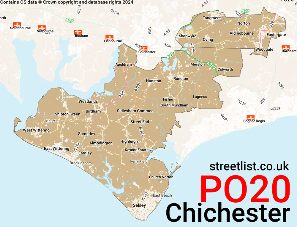 Map of the PO20 postcode