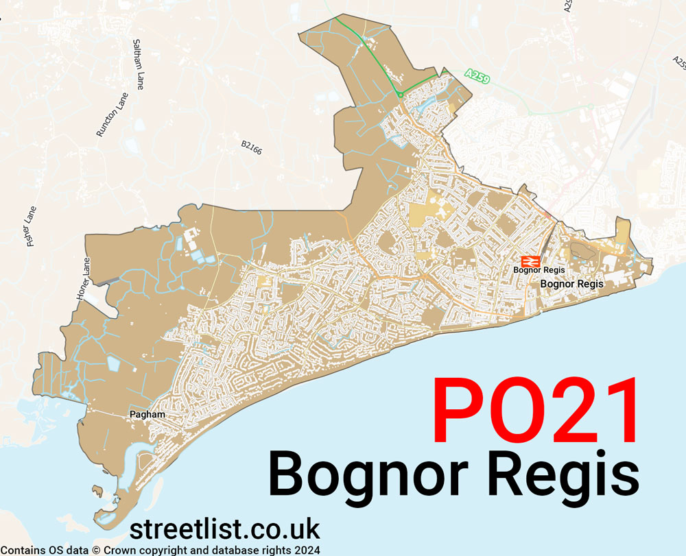 Map of the PO21 postcode