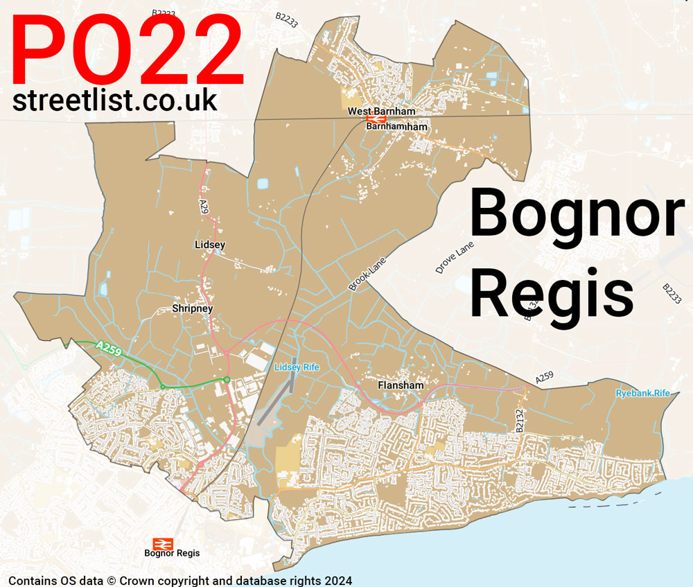 Map of the PO22 postcode