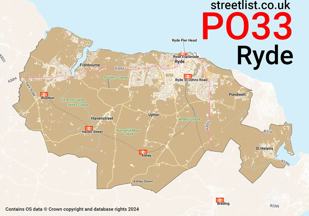 Map of the PO33 postcode