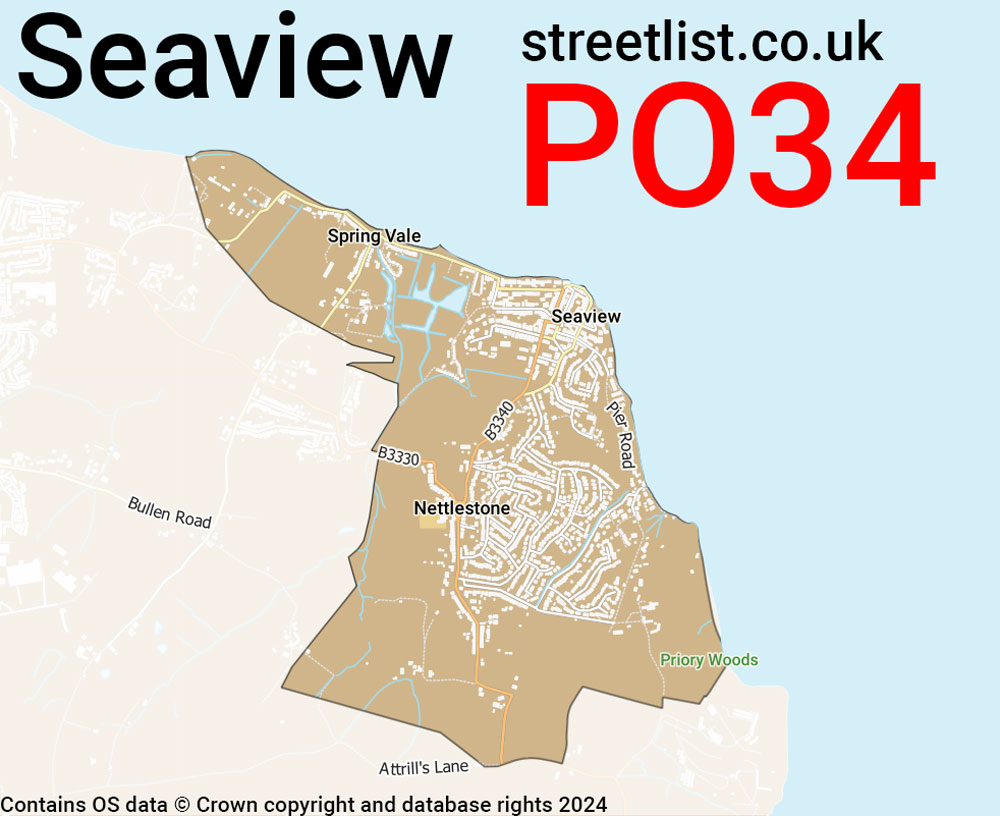 Map of the PO34 postcode