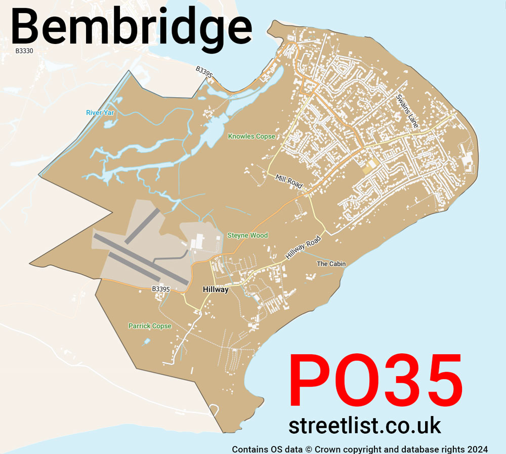 Map of the PO35 postcode