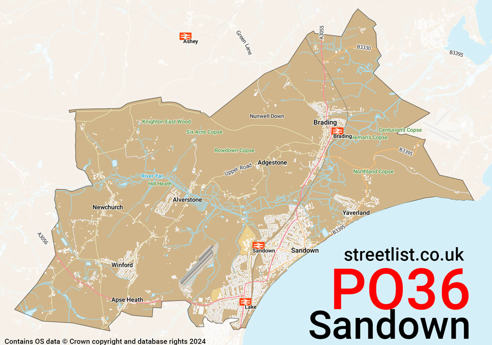 Map of the PO36 postcode