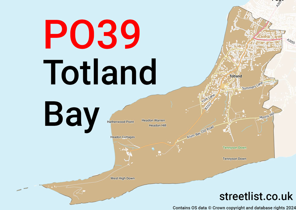 Map of the PO39 postcode