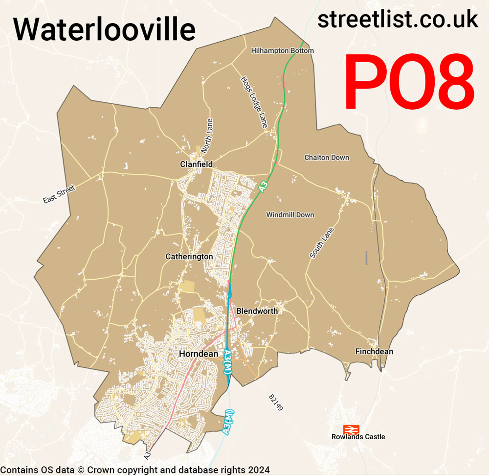 Map of the PO8 postcode