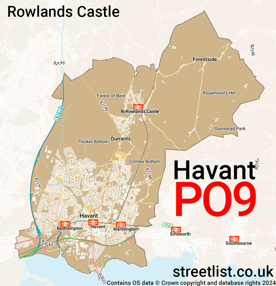 Map of the PO9 postcode