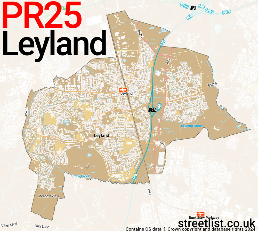 Map of the PR25 postcode