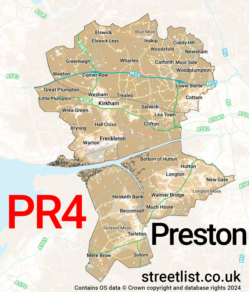 Map of the PR4 postcode