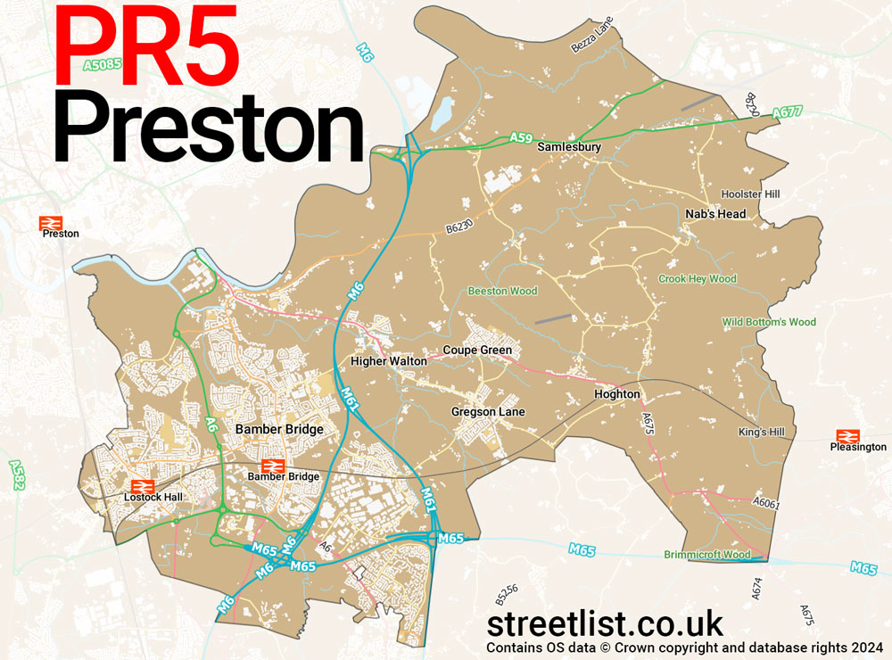 Map of the PR5 postcode