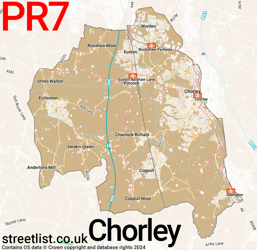 Map of the PR7 postcode