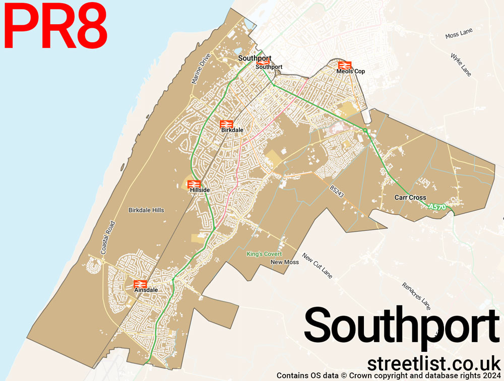 Map of the PR8 postcode