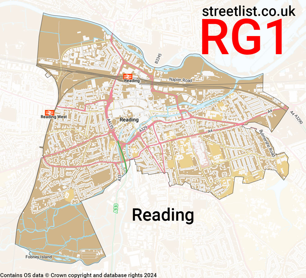 Map of the RG1 postcode